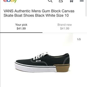 Vans black and white never worn with Gum block